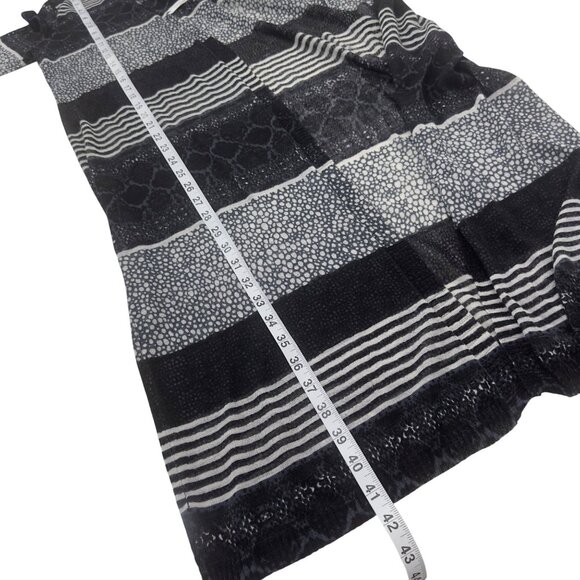 Chicos Women Long Open Front Duster Cardigan Sweater Size 2 Black&White Striped - Picture 7 of 12
